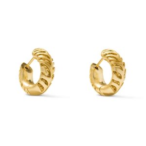 Tiger Striped Mikki Gold Huggie Earrings - view 2